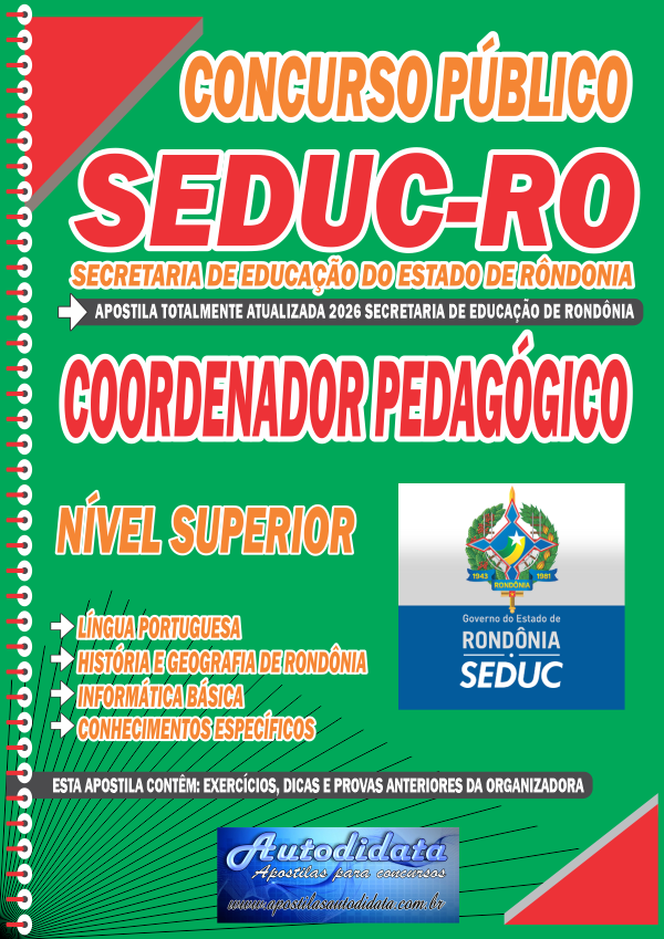 Capa de Apostila concurso SEDUC Rondônia 2026 – Coordenador Pedagógico  Supervisor