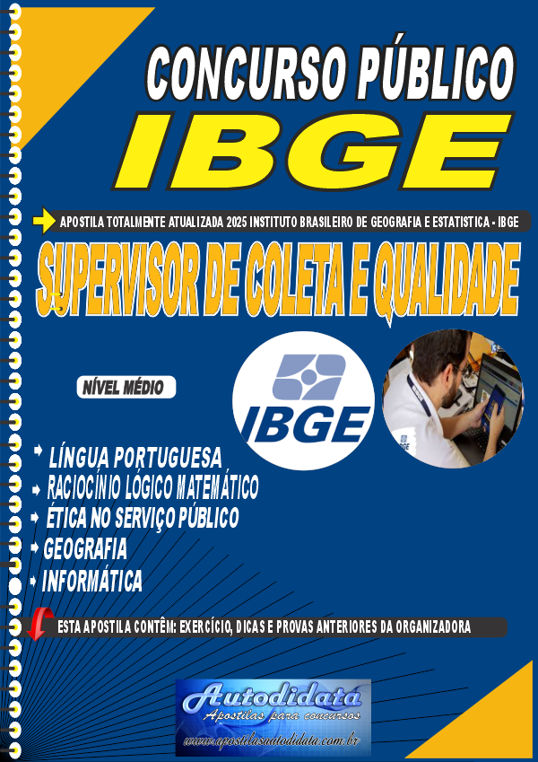 Capa de Apostila concurso do IBGE 2026 – Supervisor de Coleta e Qualidade