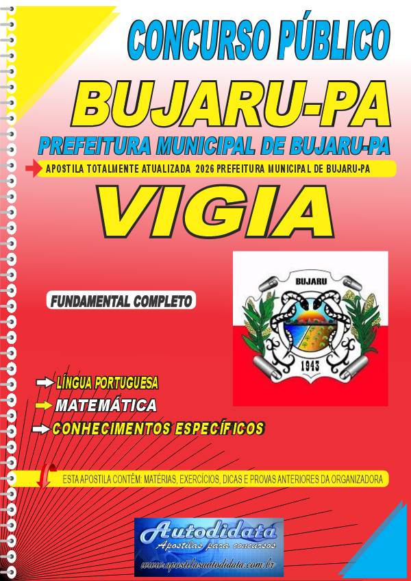 Capa de Apostila concurso Prefeitura Municipal de Bujaru PA 2026 VIGIA