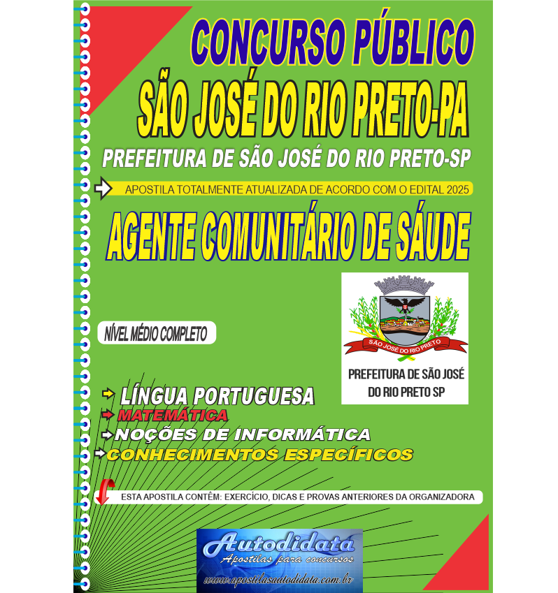 Capa de Apostila concurso São José Rio Preto SP 2025 Comunitário de Saúde
