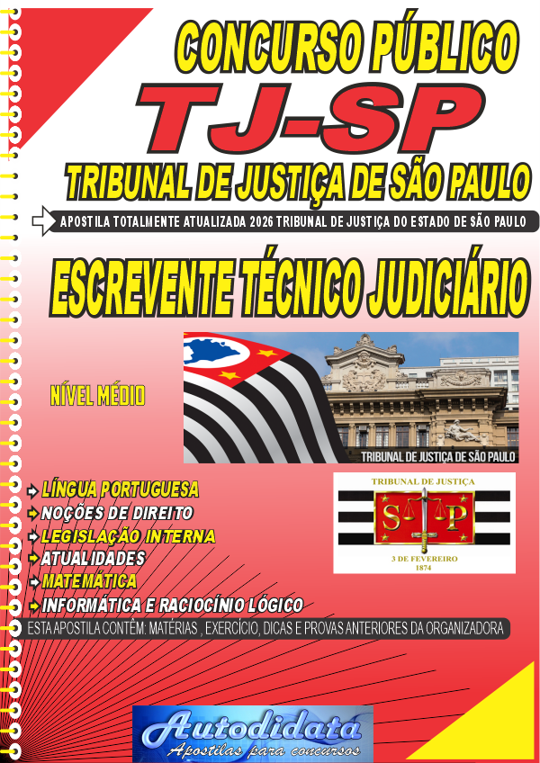 Capa de Apostila concurso Tribunal de Justiça do Estado de São Paulo TJ-SP 2026 - Escrevente