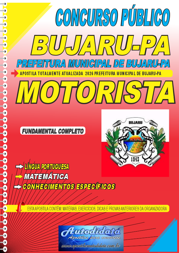 Capa de Apostila concurso Prefeitura Municipal de Bujaru PA 2026 Motorista