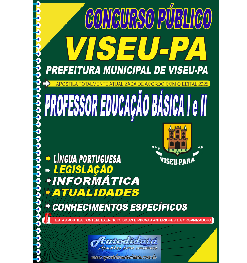 Capa de Apostila concurso Viseu-PA 2025 Professor Educação Básica