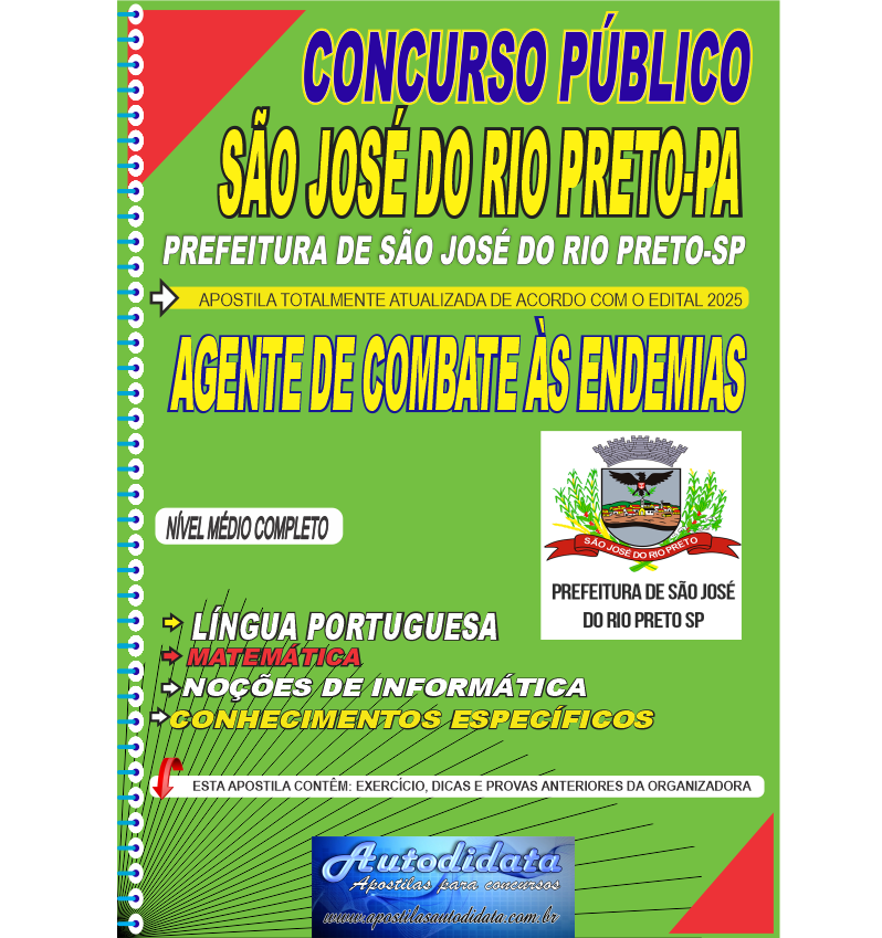 Capa de Apostila concurso de São José Rio Preto SP 2025 Comunitário de Combate às Endemias