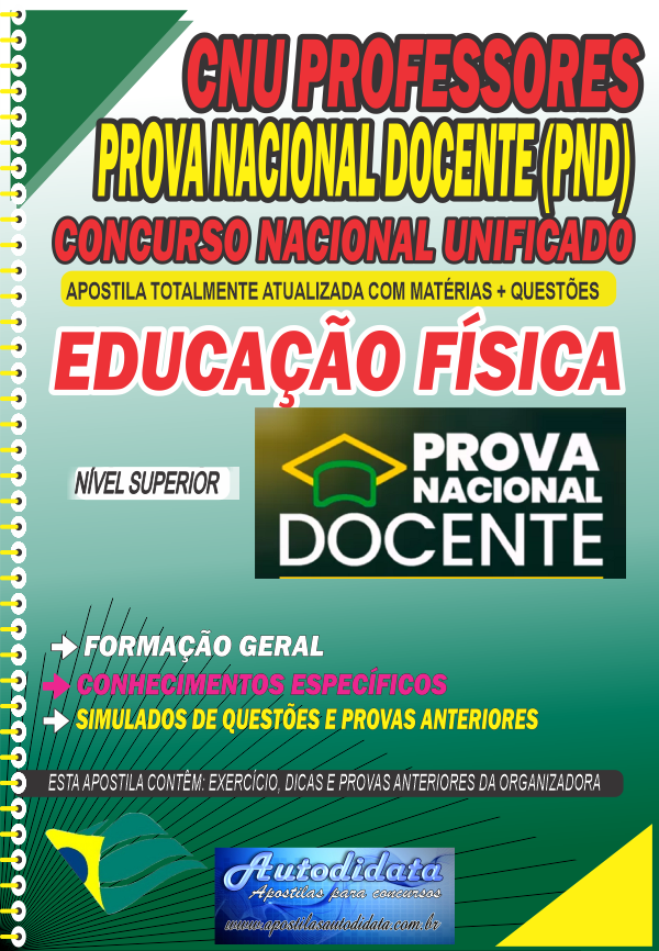 Capa de Apostila concurso Prova Nacional Docente 2026 PND CNU Professor de Educação Física