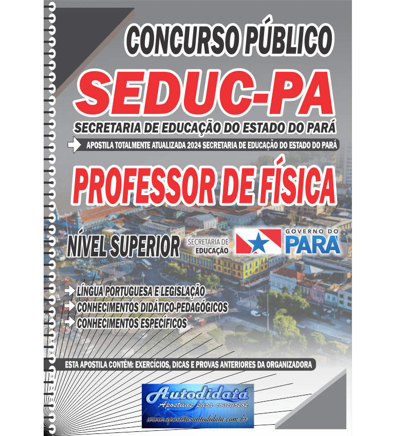 Capa de Apostila digital Concurso da SEDUC – PA 2026 – Professor de Física
