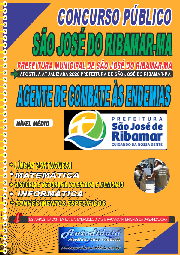Capa de Apostila concurso São José de Ribamar - MA 2026 - Agente de Combate às Endemias