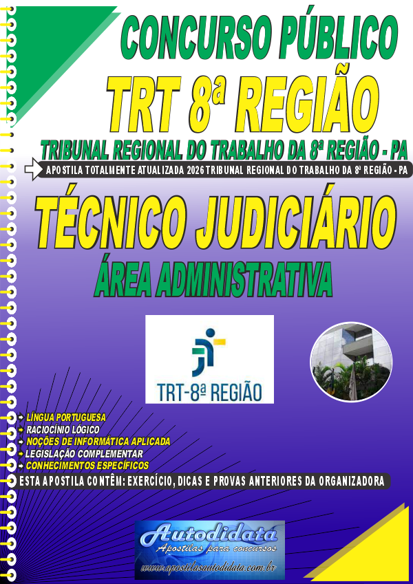 Capa de Apostila concurso Tribunal Regional do Trabalho da 8ª Região (Pará e Amapá) - Técnico Judiciário - Área Administrativa