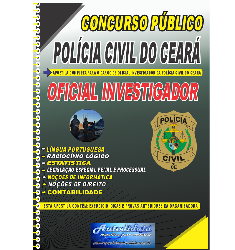 Capa de Apostila concurso da PC-CE 2025 – Oficial Investigador