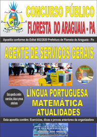 Apostila Impressa Concurso Pblico Prefeitura de Floresta do Araguaia - Pa 2020 rea Agente de Servios Gerais