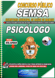 Apostila Digital Concurso Secretaria Municipal de Saúde de Manaus - SEMSA - AM 2022 Psicólogo