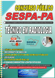 Apostila impressa concurso da SESPA 2023 Secretaria de Saúde do Estado do Pará - Técnico em Radiologia