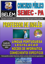 Apostila Impressa Concurso Pblico SEMEC - PA 2020 Professor de Ingls