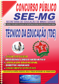 Apostila impressa Concurso pblico SEE-MG 2023 cargo Tcnico da Educao (TDE)               