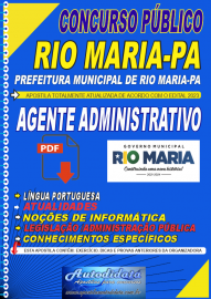 Apostila digital concurso da Prefeitura Municipal de Rio Maria-PA 2023  AGENTE ADMINISTRATIVO
