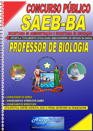 Apostila Impressa Concurso Secretaria de Administração - Saeb - BA 2022 Professor de Biologia