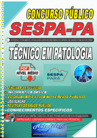 Apostila digital concurso da SESPA 2023 Secretaria de Sade do Estado do Par - Tcnico em Patologia Clnica