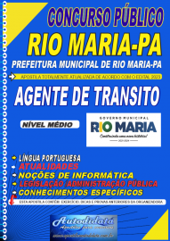 Apostila impressa concurso da Prefeitura Municipal de Rio Maria-PA 2023  AGENTE DE TRANSITO