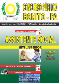 Apostila Digital Concurso Pblico Prefeitura de Bonito - PA 2020 Assistente Social