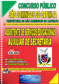 Apostila Digital Concurso Prefeitura de So Domingos do Capim - PA 2024 Assistente de Servios Educacionais Auxiliar de secretria
