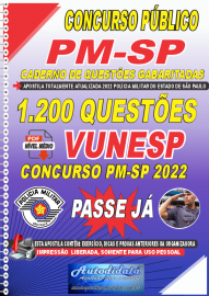 Apostila Digital Caderno de Questões PM-SP 2022 1.200 Questões Gabaritadas - Soldado Militar