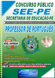 Apostila Impressa Concurso SEE-PE Secretaria de Educação do Estado de Pernambuco 2021 Professor de Português 