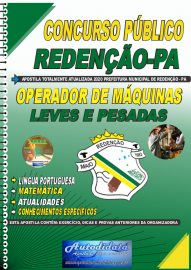 Apostila Impressa Concurso Pblico Prefeitura de Redeno - PA - 2020 Operador de Mquinas Pesadas