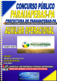 Apostila impressa concurso da Prefeitura de Parauapebas 2023 - Auxiliar Operacional