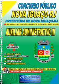 Apostila Digital Concurso Nova Iguau - RJ 2024 Auxiliar Administrativo lll