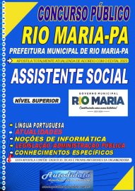 Apostila impressa concurso da Prefeitura Municipal de Rio Maria-PA 2023  Assitente Social
