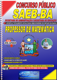 Apostila Digital Concurso Secretaria de Administração - Saeb - BA 2022 Professor de Matemática