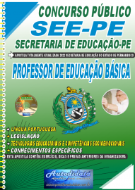 Apostila Impressa Concurso SEE-PE Secretaria de Educação do Estado de Pernambuco 2021 Professor de Educação Básica