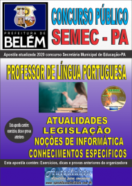 Apostila Impressa Concurso Pblico SEMEC - PA 2020 Professor de Lngua Portuguesa 