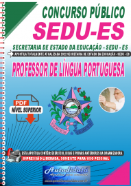 Apostila Digital Concurso Secretaria do Estado da Educação-SEDU-ES 2022 Professor de Língua Portuguesa