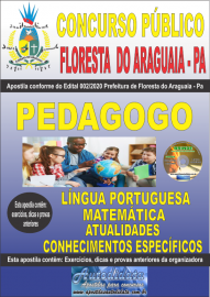 Apostila Impressa Concurso Pblico Prefeitura de Floresta do Araguaia - Pa 2020 rea Pedagogo