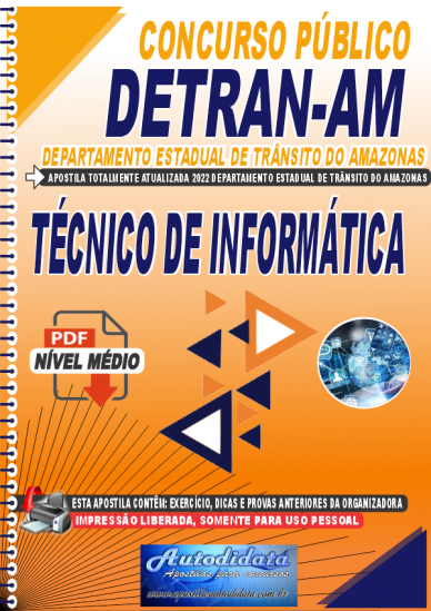 Apostila Digital Concurso Detran - AM 2022 Técnico de Informática