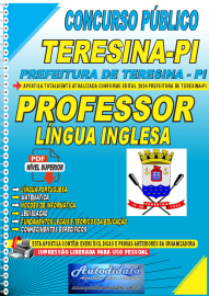 Apostila Digital Concurso Prefeitura de Teresina - PI 2024 Professor de Língua Inglesa