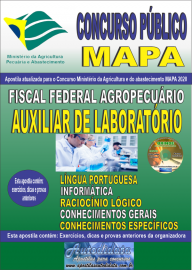 Apostila Impressa Concurso Pblico do MAPA - 2020 Fiscal Federal Agropecurio - Auxiliar de Laboratrio