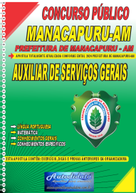 Apostila Impressa Concurso Prefeitura de Manacapuru - AM 2024 Auxiliar de Servios Gerais