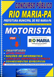 Apostila digital concurso da Prefeitura Municipal de Rio Maria-PA 2023  Motorista