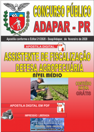 Apostila Digital Concurso Público Adapar - PR 2020 Assistente de Fiscalização de Defesa Agropecuária