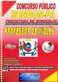 Apostila Digital Concurso Prefeitura de Rondon - PA 2022 Professor de Inglês