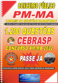 Apostila Impressa Caderno de Questões PM-MA 2022 1.200 Questões Gabaritadas - Soldado Militar