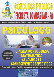Apostila Impressa Concurso Pblico Prefeitura de Floresta do Araguaia - Pa 2020 rea Psiclogo