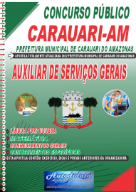 Apostila Impressa Concurso Prefeitura de Carauari-AM 2022 Auxiliar de Serviços Gerais