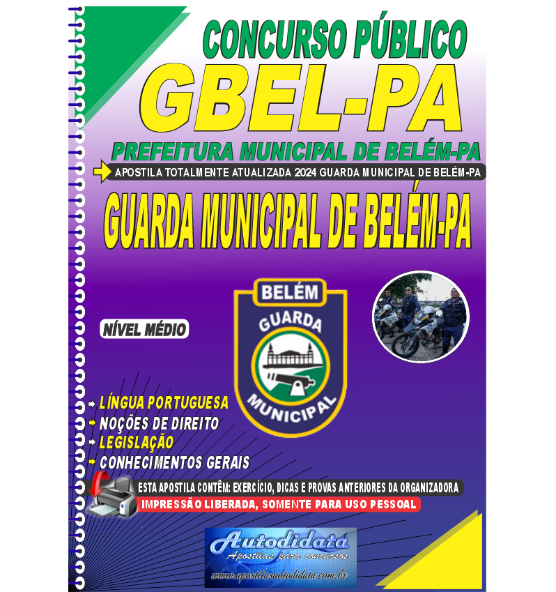 Apostila concurso da Guarda Municipal de Belém-PA 2026 Guarda Municipal