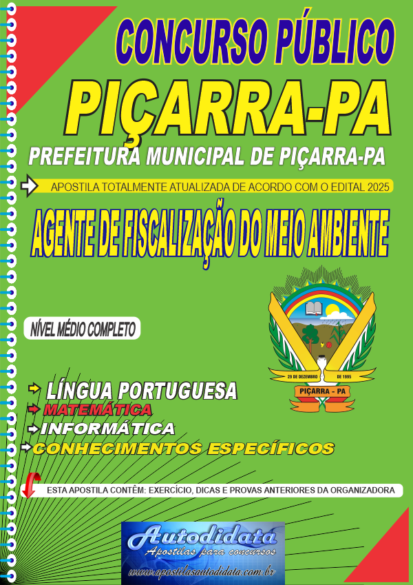 Apostila concurso Prefeitura de Piçarra-PA 2025 - Agente de Fiscalização de Meio Ambiente