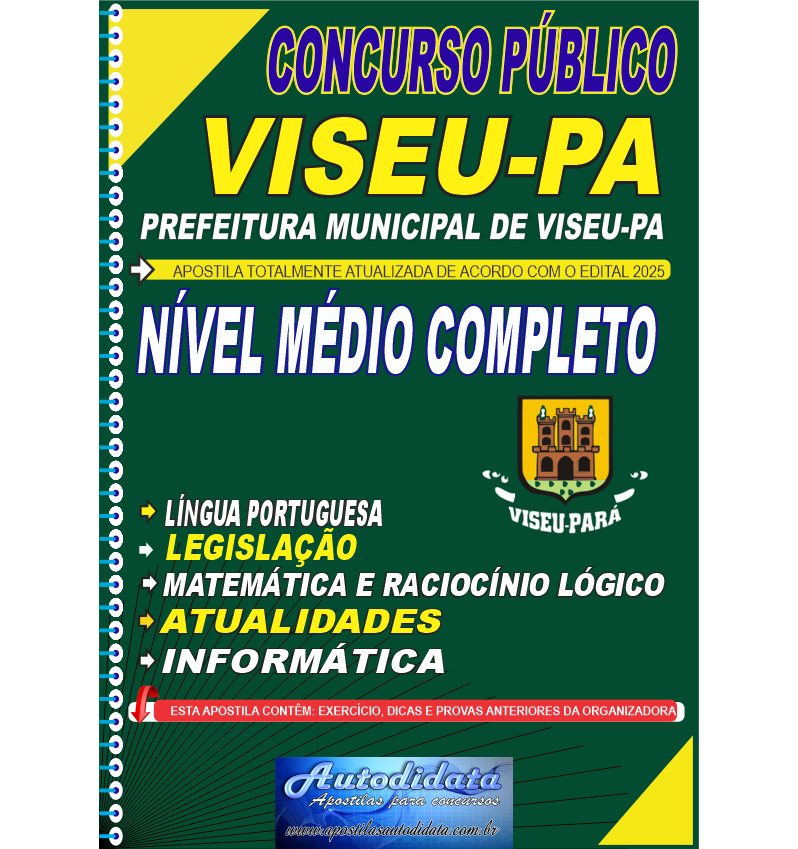 Apostila concurso Prefeitura de VISEU-PA 2025 Nível Médio