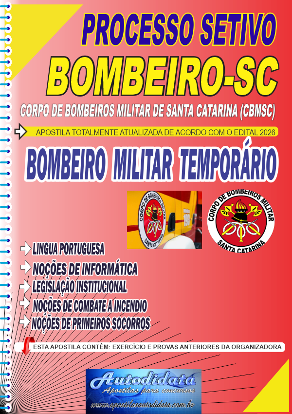 Apostila concurso Bombeiros SC 2026 Temporários