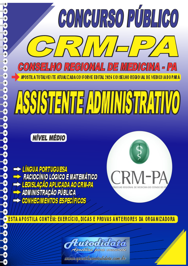 Apostila concurso CRM-PA Conselho Medicina do Pará 2026 Assistente Administrativo
